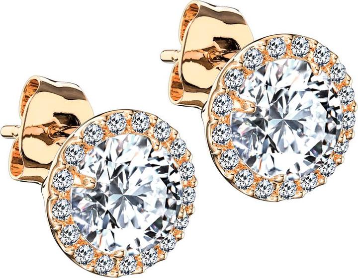 Actual product image Star Piercing Stud earrings rose gold round with crystal border and crystal in the middle (without brass, 925 sterling silver)