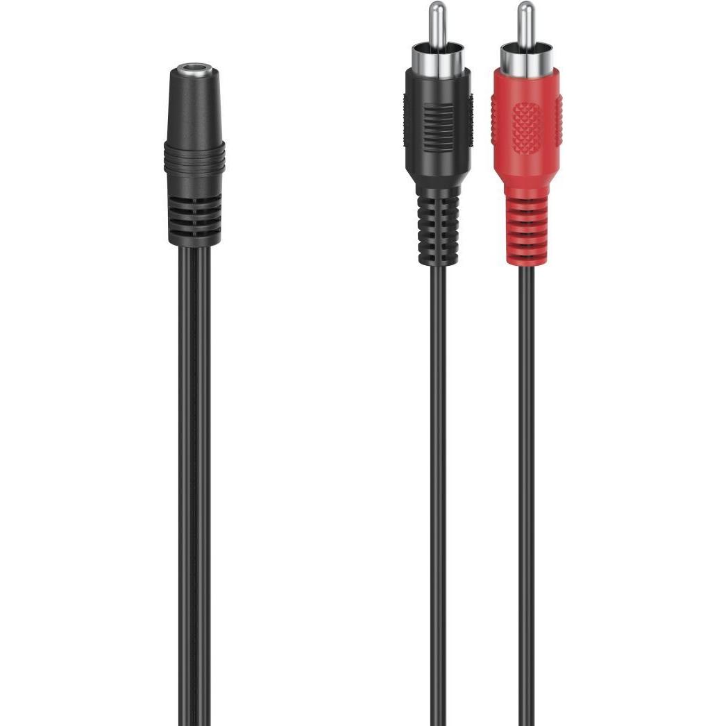 Hama Adattatore audio, 2 spine cinch - spinotto jack 3,5 mm stereo, Adattatore audio, Nero