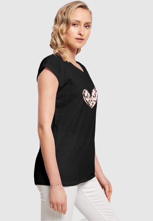 Produktbild Merchcode Ladies Valentines Day - Leopard Heart Extended Shoulder Tee - 117969 (4XL)