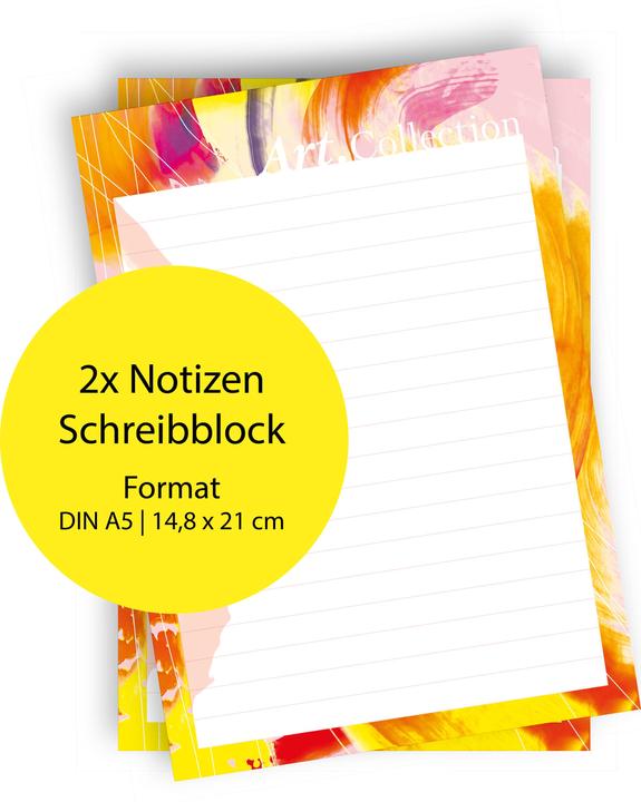 Image du produit Set de blocs-notes DIN A5. 2 blocs-notes 50 pages par bloc au format A5 avec un design coloré a (A5, Blanc, Couverture souple)