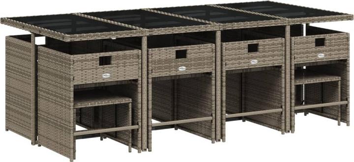 Produktbild VidaXL Gartenmöbel Essgruppe Gartengarnitur Sitzgruppe 13-tlg. Grau Poly Rattan (220 cm)