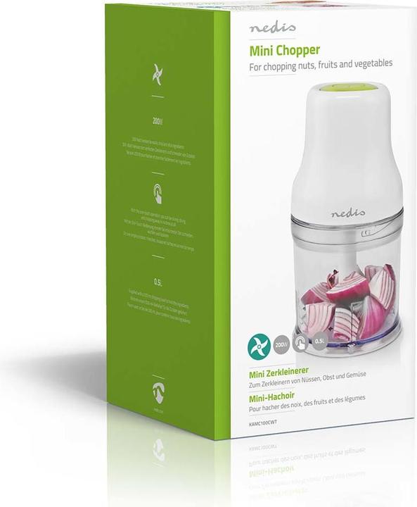 Produktbild Nedis KAMC100CWT Zerkleinerer für Lebensmittel 200 W 0.5 l Plastik 1-Speed Turbo Funktion Weiss (500 ml, 200 W)