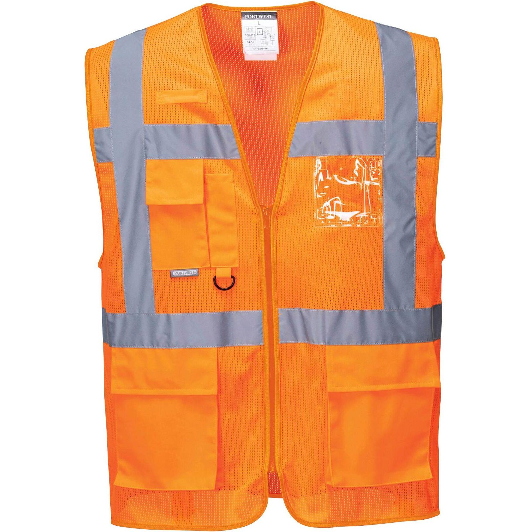 Portwest, Gilet di sicurezza, Gilet in rete ad alta visibilità Athen Executive, arancione fluorescente, EN ISO 20471, 100% PL,