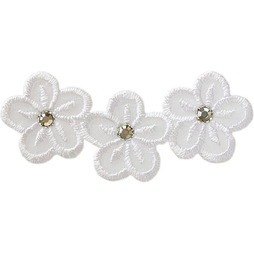 Mono Quick Blumen mit Strass, Applikationen, Weiss