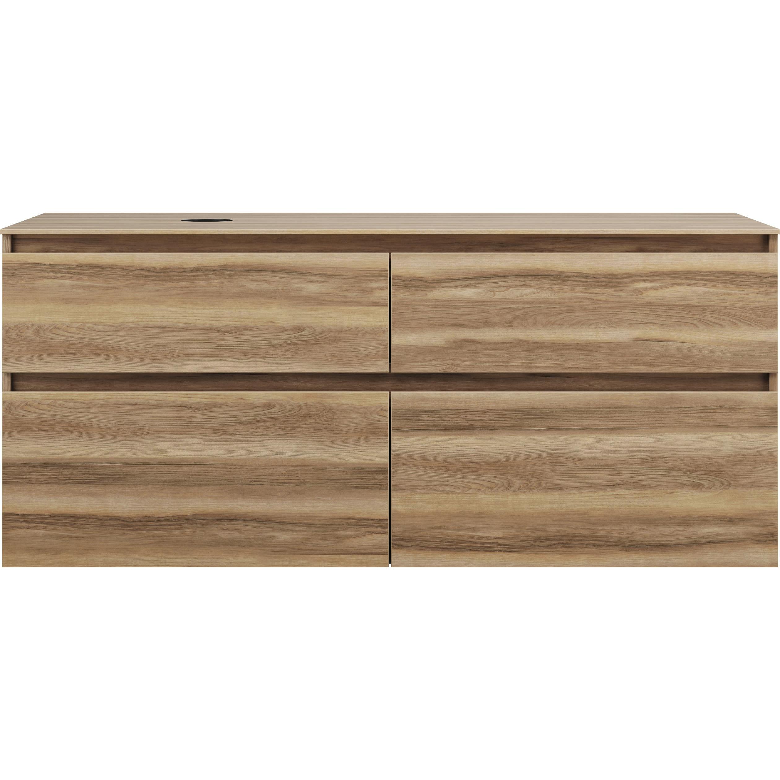 burgbad, Waschtischkonsole, Lin20 Waschtischunterschrank inklusive Konsolenplatte,Beckenausschnitt links, 4 Auszüge, Ti