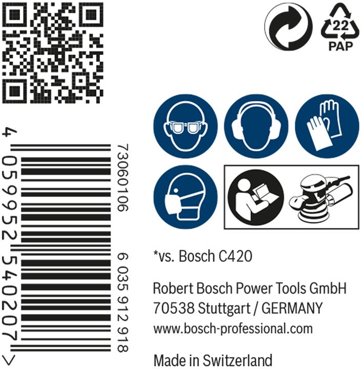 Image du produit Bosch Professional Zubehör EXPERT M480 Filet de ponçage pour ponceuse excentrique, 125 mm, G 120, 50 pièces (120)