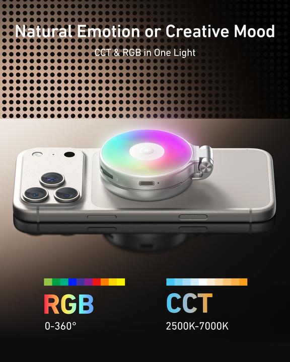 Produktbild Telesin Magnetic Selfie Ring Light - RGB version (silver)