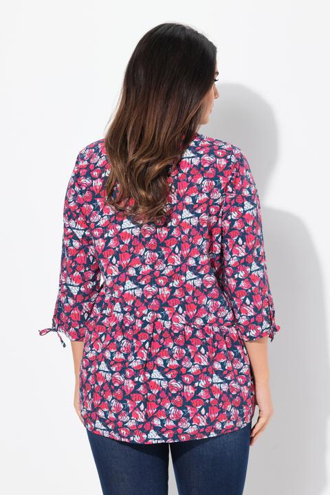 Produktbild Ulla Popken Bluse, Fische, A-Linie, V-Ausschnitt, 3/4-Arm (62)