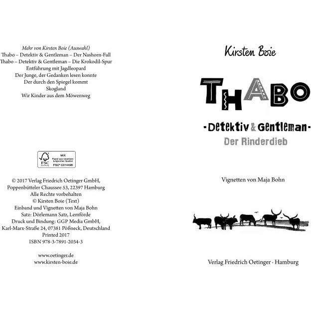 Thumbnail - Thabo. Detektiv und Gentleman. Der Rinder-Dieb, Kinderbücher von Kirsten Boie, Maja Bohn