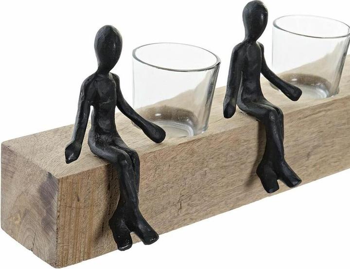 Productafbeelding DKD Home Decor Kerzenschale 43 x 9 x 14 cm Kristall natürlich Schwarz Braun Durchsichtig Aluminium M