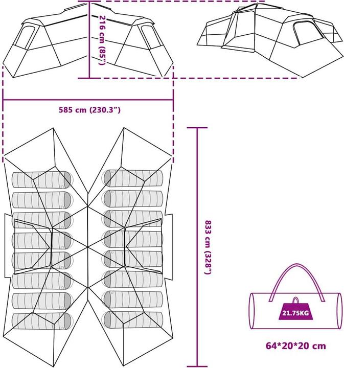 Produktbild vidaXL Familienzelt (21.55 kg)