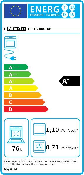 Energie-Label Miele Backofen mit Timer, XL-Garraum und Pyrolyse-Selbstreinigung zum günstigen Einstiegspreis. H 28