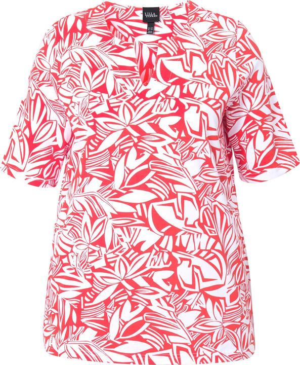 Immagine prodotto Ulla Popken T-shirt dal taglio svasato con foglie, scollo a tunica e mezze maniche (42, 44)