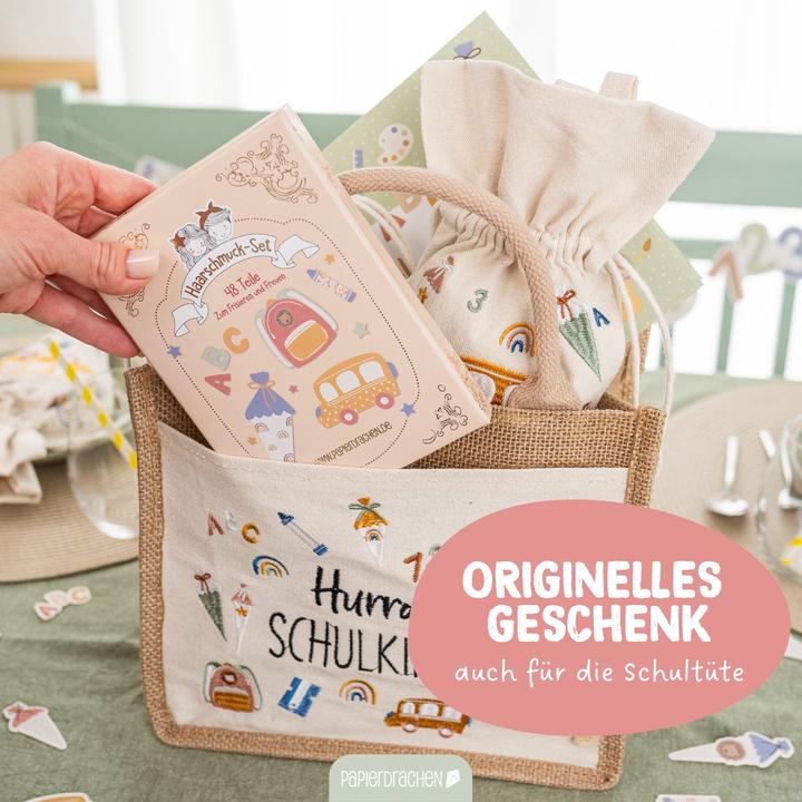 Actual product image Papierdrachen Haar-Accessoires Set Schule Pastell - Set 13