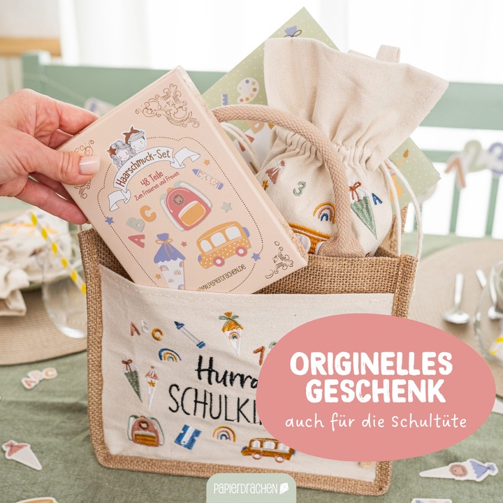 Produktbild Papierdrachen Haar-Accessoires Set Schule Pastell - Set 13