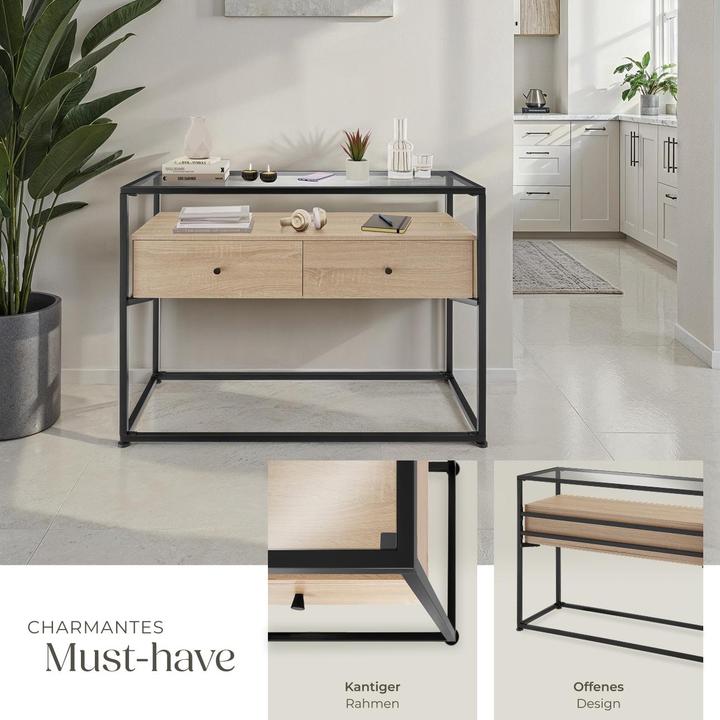 Actual product image tectake Hallway console table Reading | 101.5x41.5x80.5cm with two shelves & two drawers