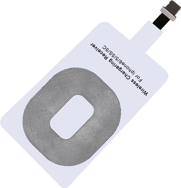 Actual product image JTI Qi adapter - wireless charger receiver module for iPhone - white