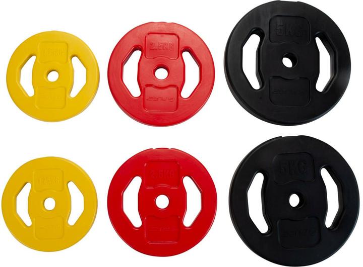 Actual product image Pure2improve Barbell set Incl. weights (2 x 5 kg, 2 x 2.5 kg, 2 x 1.25 kg)