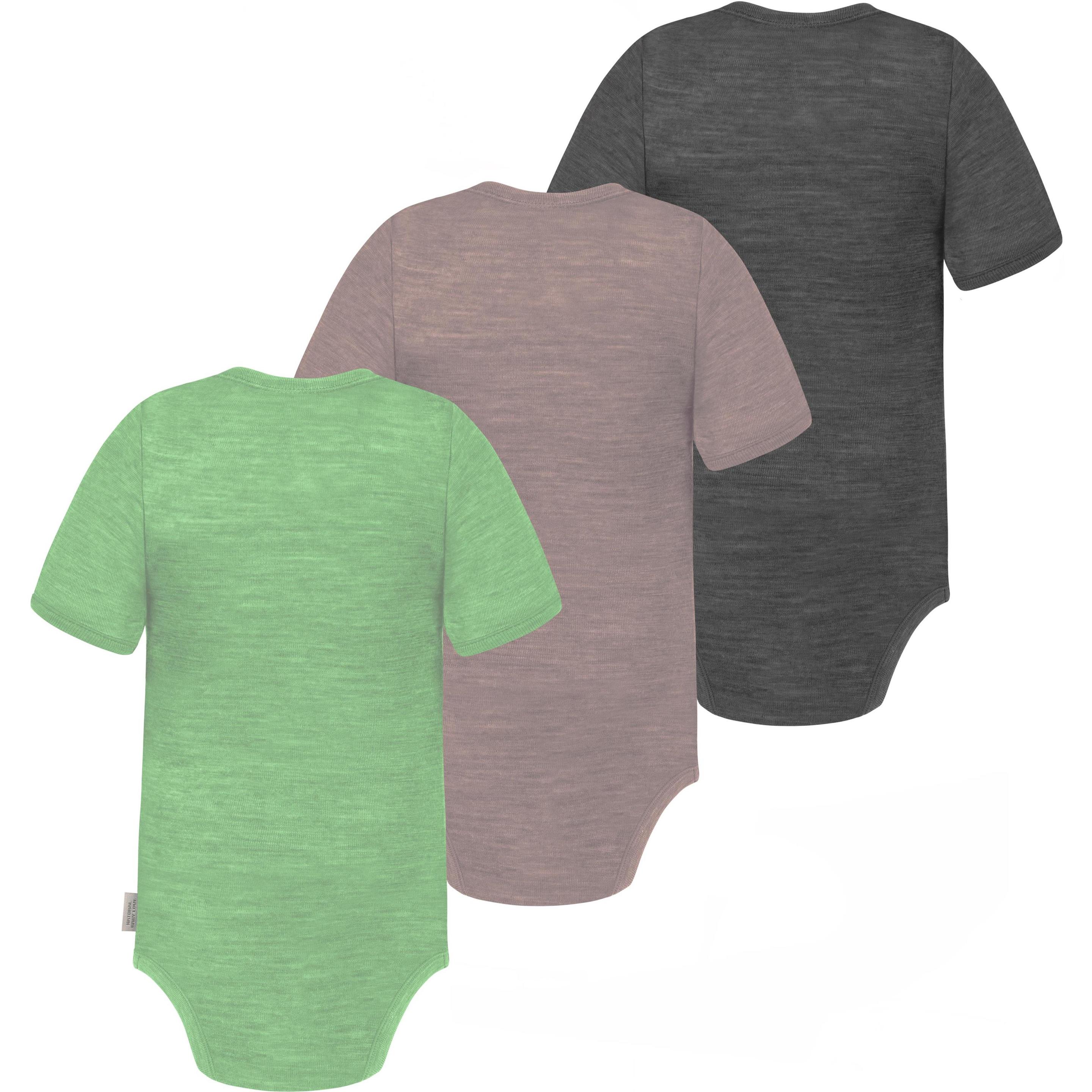 Thumbnail - Normani, Herren, Body, 3er Set Baby Merino Body Kurzarm „Tauranga" - 9295, Rosa, (80)