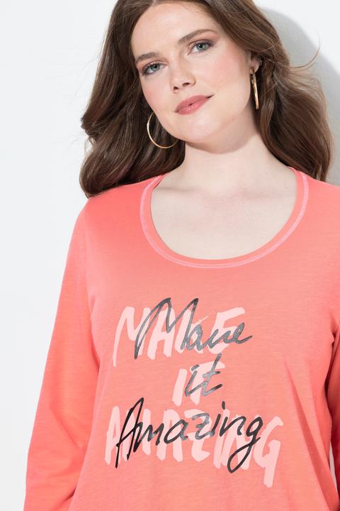 Produktbild Ulla Popken Shirt, Schriftmotiv, A-Linie, Rundhals, 3/4-Arm (58)