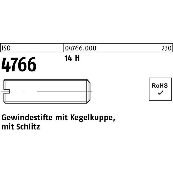 Reyher, Schrauben, Gewindestift DIN 551 m.Kegelkuppe/Schlitz M 5 x 16 14 H (200 Schrauben pro Stück)