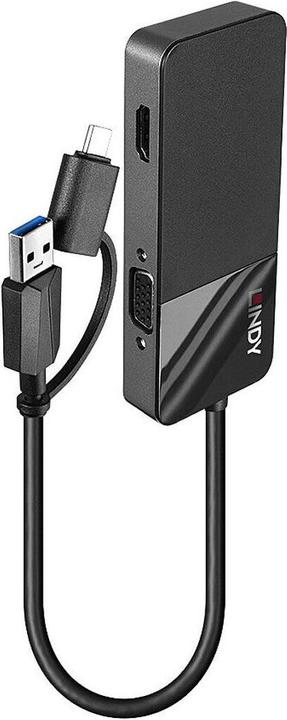 Lindy Video adapter USB type A male to HD-15 (VGA), HDMI (USB-A, USB-C, 1 portion)