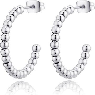 Immagine prodotto Sagapo S'Agapo Chunky Shk39 Steel Hoop Earrings (Acciaio)