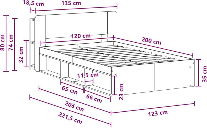 Produktbild vidaXL Bettrahmen (120 x 200 cm)