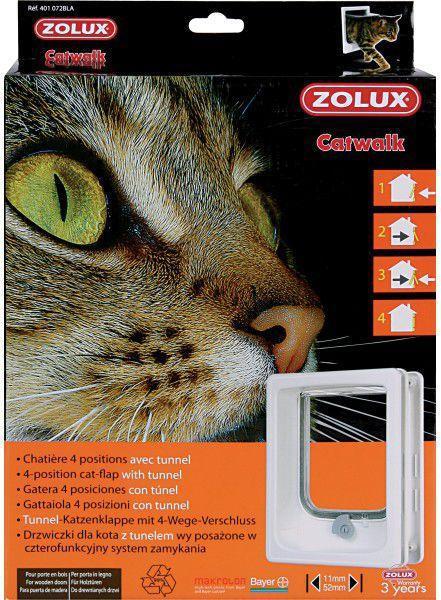 Actual product image Zolux Cat door with tunnel for wooden doors - white colour