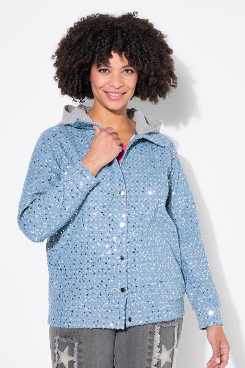 Produktbild Angel of Style Sweatjacke mit Kapuze, vorne Denimoptik, Pailletten, Kapuze (42)