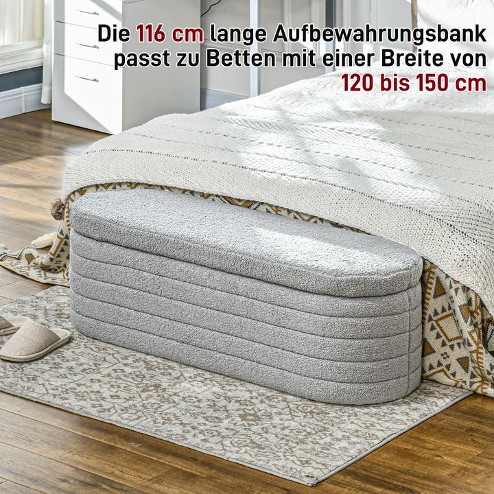 Image du produit Homcom Polsterbank Polyester, Eukalyptusholz Hellgrau (41 cm)