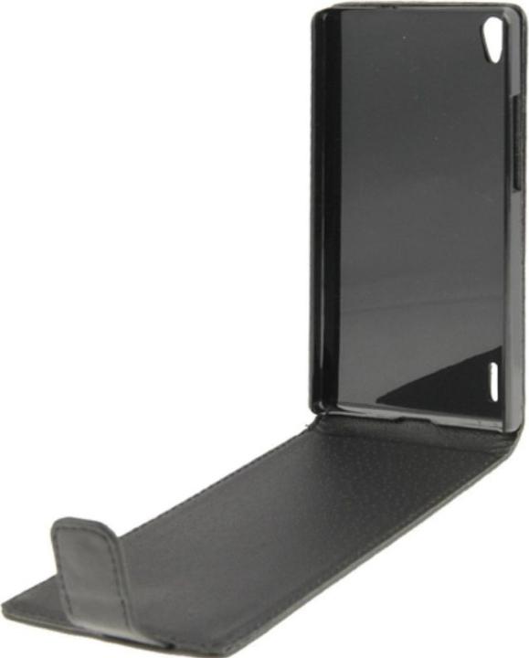 Produktbild König Design Schutzhülle Flip Tasche für Handy Huawei Ascend P7 Schwarz (Huawei Ascend P7)