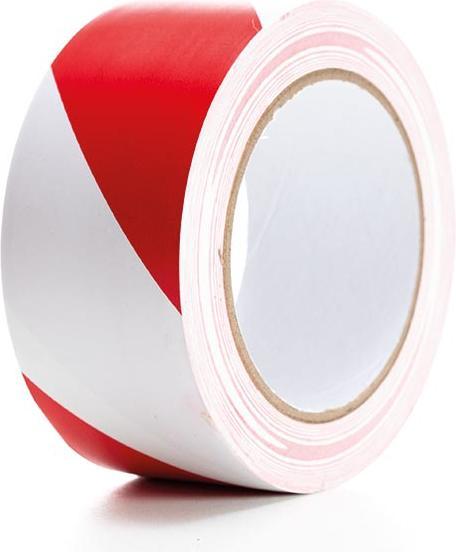 Perel PVC-markeringstape 5cm x 33m - rood/wit (50 mm)