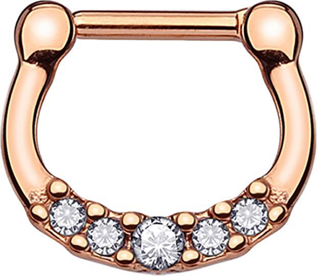 Immagine prodotto Star Piercing Setto con cinque cristalli in oro rosa e rivestimento in titanio (senza ottone, Acciaio chirurgico 316L)