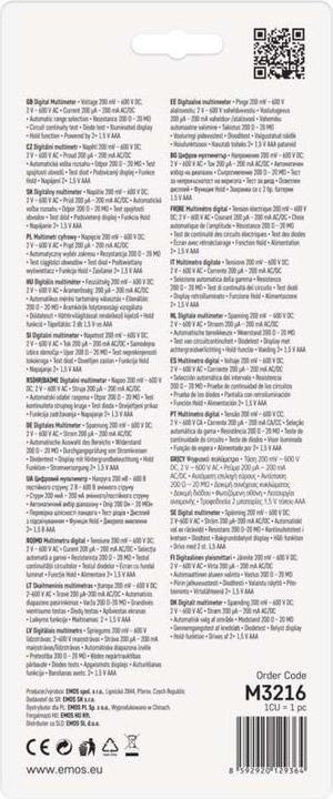 Nährwerte und Zutaten Emos Multimeter MD-300