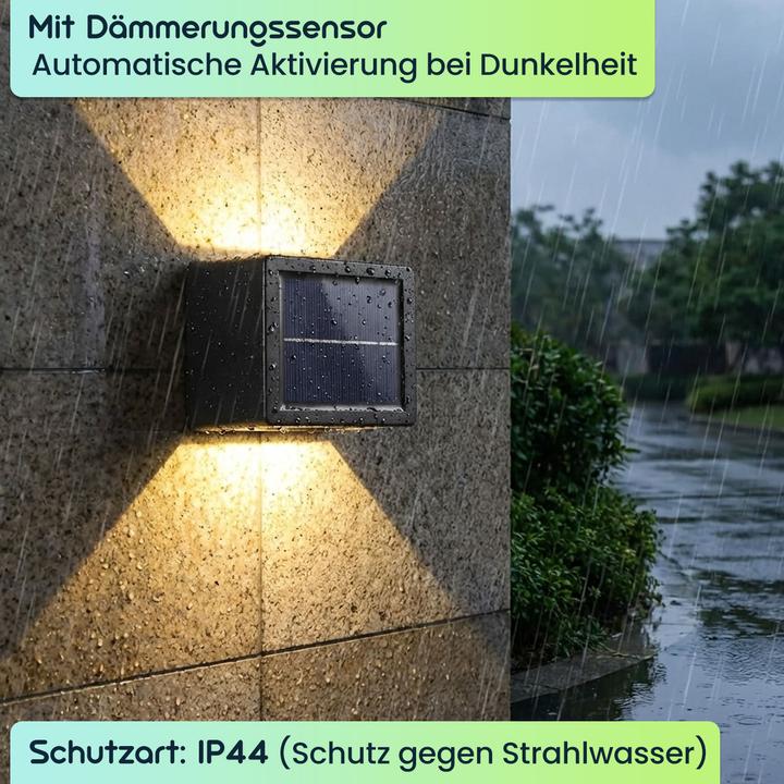 Image du produit Casativo 8er Set LED Solar Wandleuchte für Aussen: Warmweiss/Kaltweiss Garten-Lampe mit Akku & Sensor (25 lm, IP44)