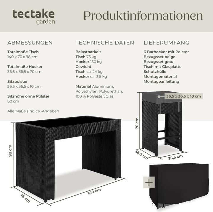 Immagine prodotto tectake set da bar in rattan Ibiza