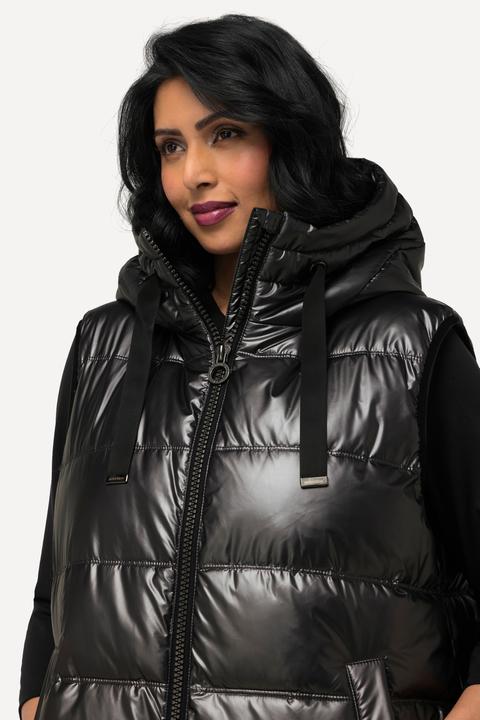 Produktbild Ulla Popken Longweste, Metallic-Schimmer, 2-Wege-Zipper, recycelt (46, 48)