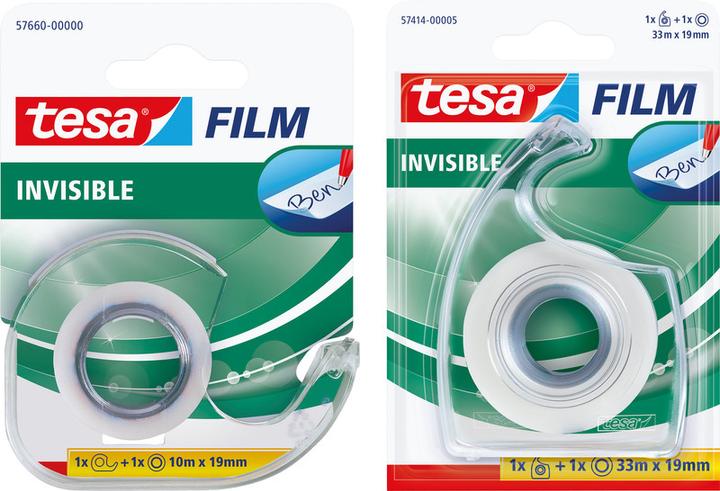 Produktbild tesa 1x tesafilm INVISIBLE mit Handabroller, matt-unsichtbar, alterungsbeständig und reissfest