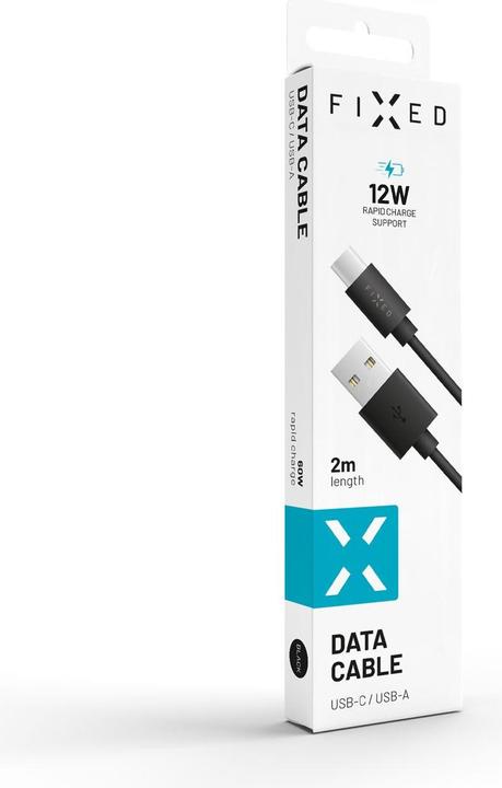 Actual product image Fixed Cable USB data and charging cable, USB-A -> USB-C, 20 W, length 2 m, black (2 m, USB 3.0, 20 W)