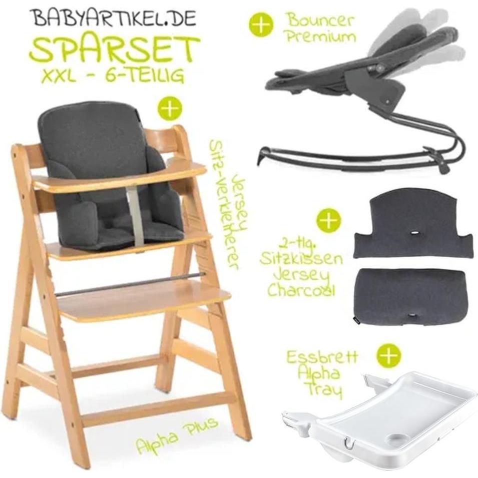Thumbnail - Hauck, Hochstuhl, Hochstühle Alpha Plus Natur XXL Newborn Set - Hochstuhl + 2in1 (Hochstuhl)