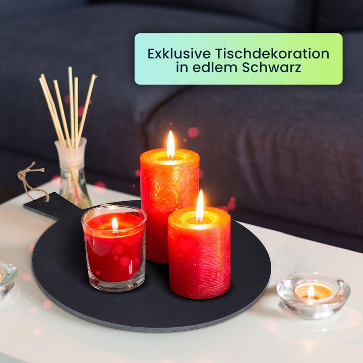 Produktbild Excellent Houseware 4er-Set Serviertablett, Schieferplatte, rund mit Griff, Ø 35 cm