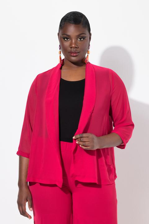 Immagine prodotto Ulla Popken Giacca di chiffon dal taglio oversize con collo a scialle e maniche a 3/4 (62)