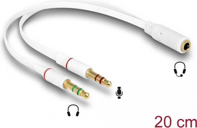 Delock Headset Adapter 1 x 3,5 mm 4 Pin Klinkenbuchse > 2 x 3,5 mm 3 Pin (0.20 m)