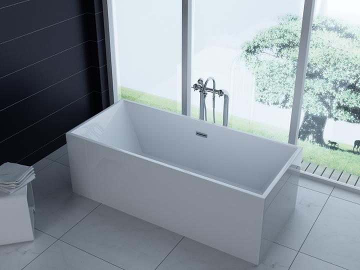 Produktbild PureHaven freistehende Luxus Acryl-Badewanne 170x80 cm elegant inkl. Siphon Überlaufschutz leicht zu (200 l, 80 cm, 170 cm)