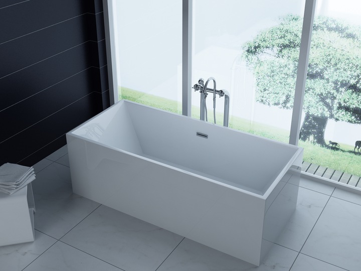 Actual product image PureHaven freestanding luxury acrylic bath tub 170x80 cm elegant incl. siphon overflow protection easy to (200 l, 80 cm, 170 cm)