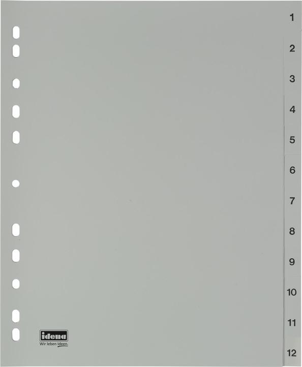 Produktbild Idena Kunststoffregister A4 1 bis 12 grau PP