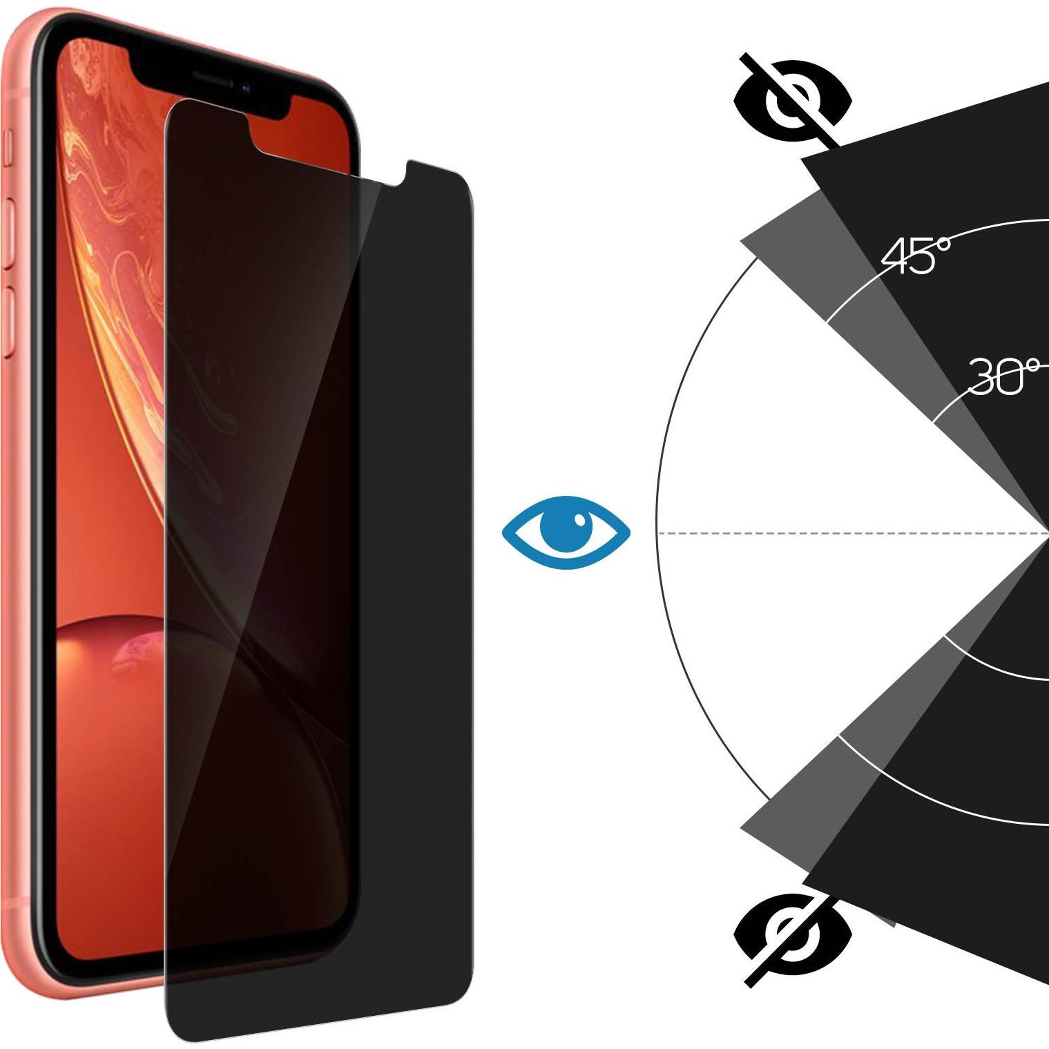 Avizar Privacy Bilschirmschutz aus Glas (3 Stück, Apple iPhone 11), Smartphone Schutzfolie, Schwarz