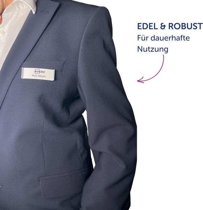 Immagine prodotto Badgepoint POL35MA66-20DR Badge portanome, 74 x 34 mm, color metallo