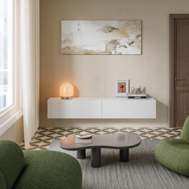 Produktbild En.Casa Hängeboard Evaton 180x32x30 cm Weiss, matt (180 x 31.50 x 30 cm)